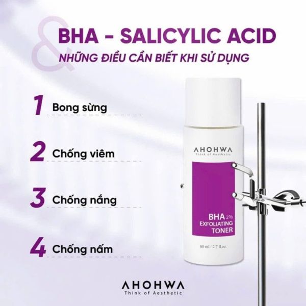 AHOHWA BHA 2% Exfoliating Toner - Hỗ trợ giảm mụn, làm sạch bã nhờn, thu nhỏ lỗ chân lông (80ml)