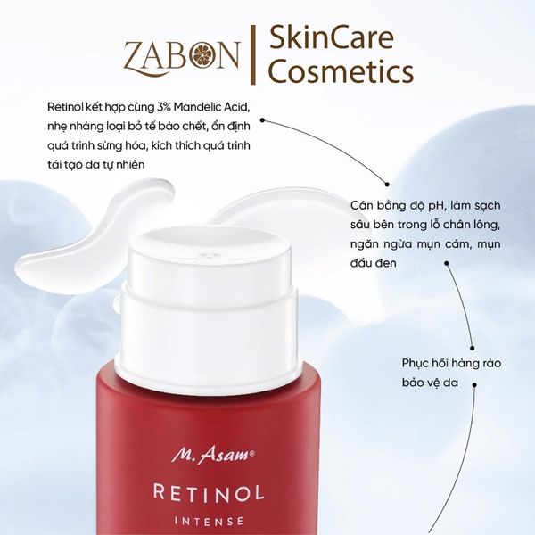 Nước cân bằng da Retinol hỗ trợ loại bỏ tế bào chết và phục hồi hàng rào bảo vệ da M. Asam® RETINOL INTENSE Smart Tonic 200ml