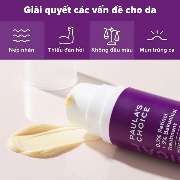 Tinh chất chống lão hóa giúp mờ vết thâm và nếp nhăn Paula's choice Clinical 0.3% Retinol + 2% Bakuchiol Treatment 30ml