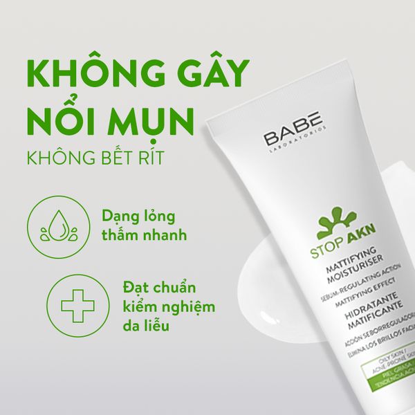 Kem dưỡng ẩm BABE Stop AKN Mattifying Moisturiser kiềm dầu giảm mụn 50ml