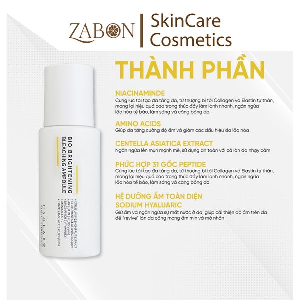 Tinh chất USOLAB Bio Brightening Bleaching Ampoule giúp sáng da mờ thâm 50ml