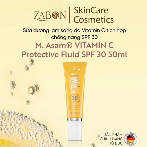 Tinh chất Vitamin C hợp chất dưỡng da tích hợp chống nắng M. Asam® VITAMIN C Protective Fluid SPF30 50ml