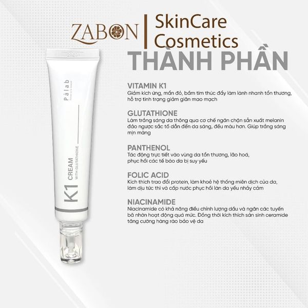 Kem phục hồi giảm đỏ làm dịu da, giảm mao mạch PALAB K1 CREAM 40ml
