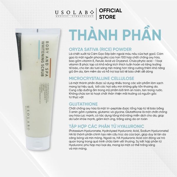 Kem tẩy tế bào chết BODY AND SPA USOLAB WHITENING SCRUB 200ml