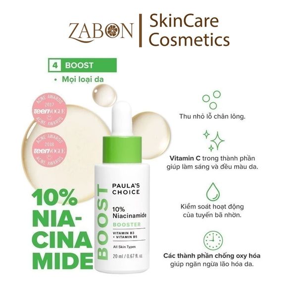 Tinh chất thu nhỏ lỗ chân lông Paula's Choice 10% Niacinamide Booster 20ml