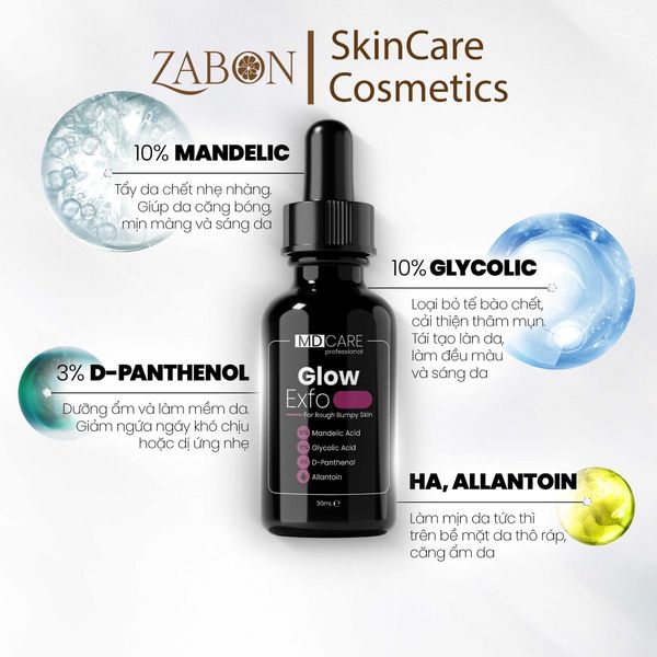 Tẩy tế bào chết làm sáng, mờ thâm và đều màu da MD CARE Glow Exfo 30ml
