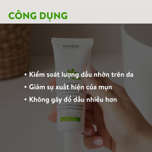 Kem dưỡng ẩm BABE Stop AKN Mattifying Moisturiser kiềm dầu giảm mụn 50ml