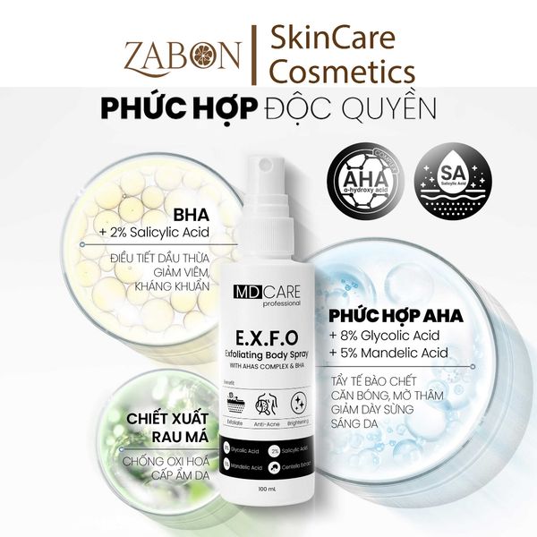 Xịt tẩy tế bào chết toàn thân MD Care Exfoliating Body Spray 100ml