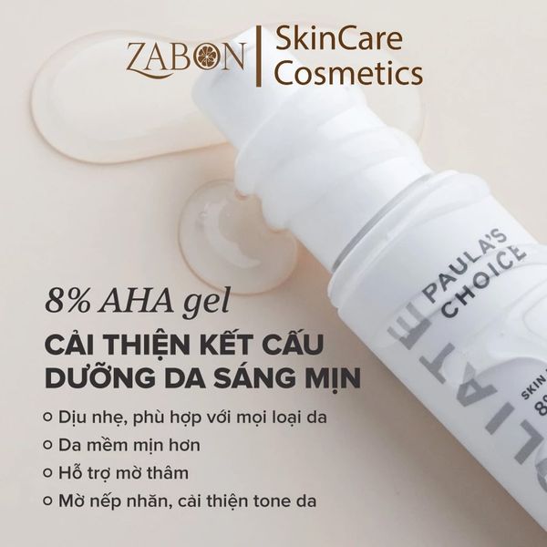 Gel loại bỏ tế bào chết làm sáng và mịn da Paula's Choice Skin Perfecting 8% AHA Gel Exfoliant 100ml