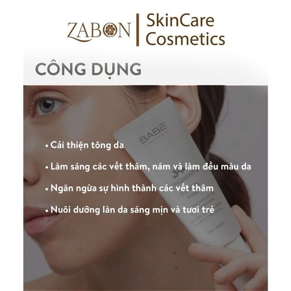 Kem dưỡng BABE DEPIGMENT+ Control Fluid sáng da và làm mờ vết thâm nám 40ml