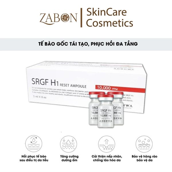 Tế bào gốc tái tạo - phục hồi đa tầng Ahohwa SRGF H1 Reset Ampoule (Hộp 8 lọ x 5 ml)