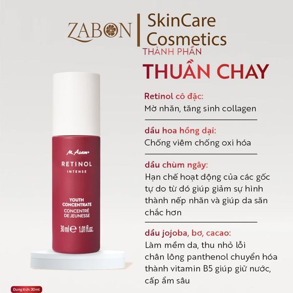 Serum Hỗ Trợ Ngăn Ngừa Lão Hóa M. Asam Retinol Intense Youth Concentrate 30ml