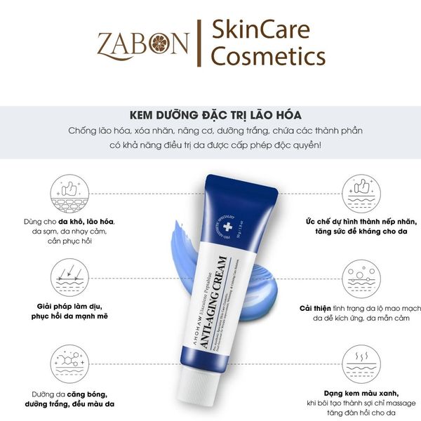 Kem dưỡng phục hồi, trẻ hóa tế bào sinh học Ahohwa Elazulene Peptablue Anti- Aging Cream (50gr)