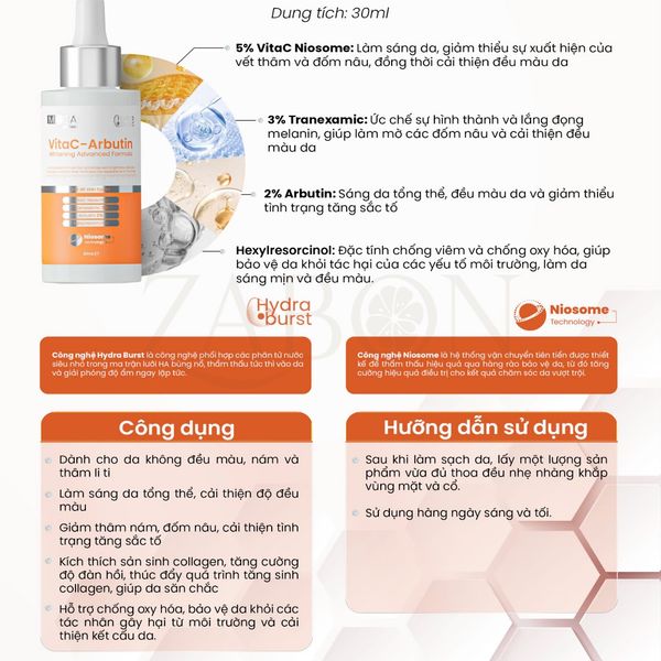 Serum sáng da, chống lão hóa MD CARE VitaC-Arbutin Serum – Whitening Advanced Formula 30ml