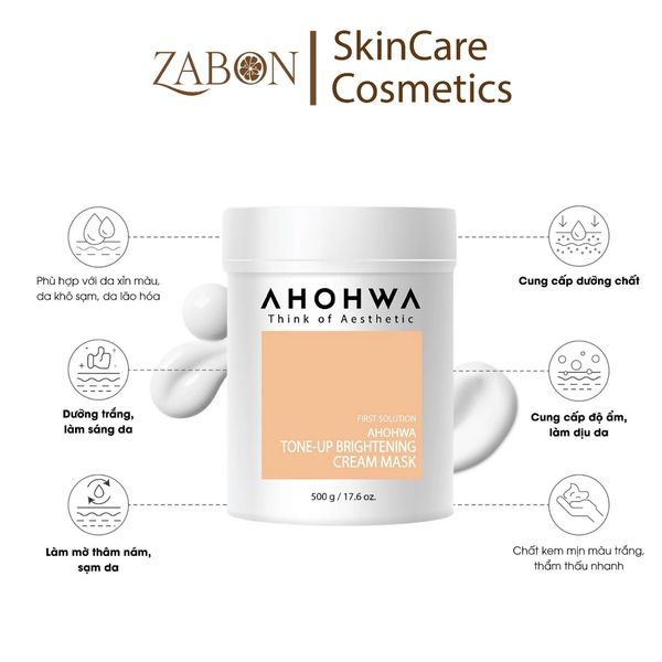 Mặt nạ ủ trắng AHOHWA Tone-Up Brightening Cream Mask (500g)