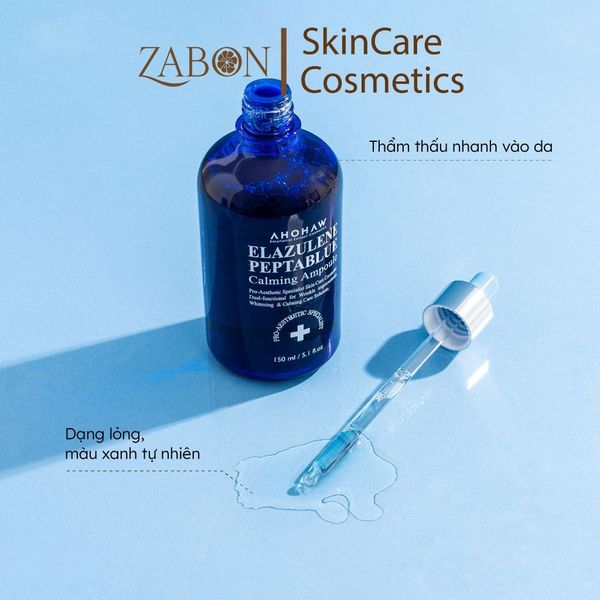 Tinh chất phục hồi, trẻ hóa tế bào sinh học Ahohwa Elazulene Peptablue Calming Ampoule 50ml