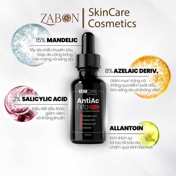Tẩy tế bào chết kiểm soát mụn, giảm viêm và giảm tiết dầu MD CARE AntiAc Exfo 30ml