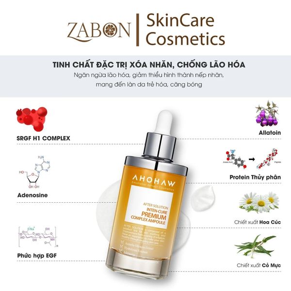 Tinh chất cấp ẩm sâu, chống lão hóa, cải thiện nếp nhăn AHOHWA Inten Cure Premium Complex Ampoule (50ml)