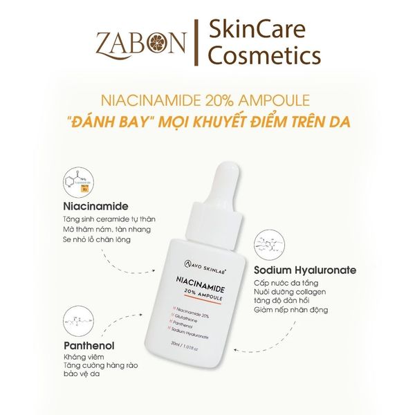 Serum niacinamide 20% AVO - Giúp cấp ẩm, sáng da, giảm thâm và chống lão hóa 30ml