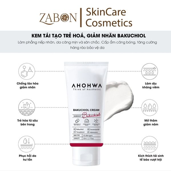 Kem tái tạo trẻ hoá, giảm nhăn AHOHWA Bakuchiol 50ml