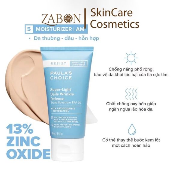 Kem chống nắng đa năng Paula’s Choice SuperLight Daily Wrinkle Defense SPF30 60ml