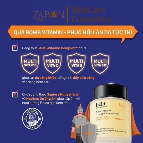 Mặt nạ ngủ dưỡng ẩm và phục hồi da chuyên sâu Belif Multi Vitamin Mask 75ml