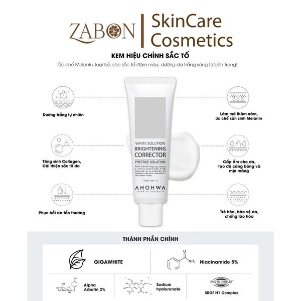 Kem dưỡng sáng da Ahohwa sáng da, mờ thâm, giảm nám BRIGHTENING CORRECTOR (50ml)