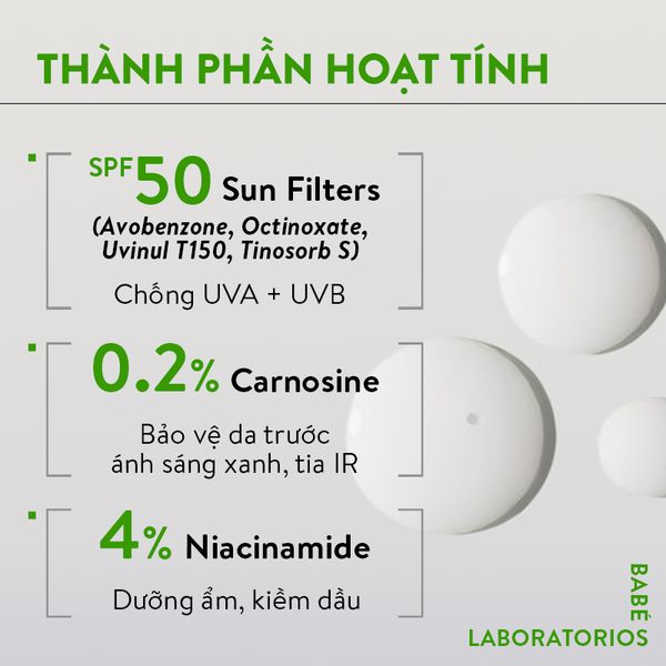 Kem chống nắng BABE Super Fluid Mattifying sunscreen SPF 50 phổ rộng, kiểm soát dầu 50ml