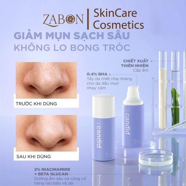 Hoạt chất BHA tẩy tế bào chết & thông thoáng lỗ chân lông - CANDID BHA Gel Exfoliant 100ml
