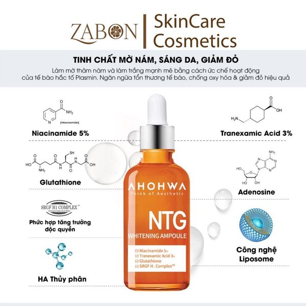 Tinh chất giảm sạm nám, sáng da Ahohwa NTG Whitening Ampoule 50ml