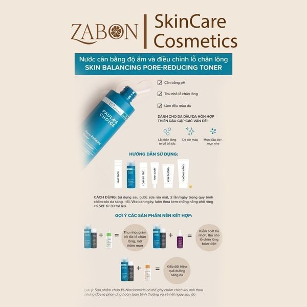 Nước hoa hồng cân bằng độ ẩm và điều chỉnh lỗ chân lông Paula’s Choice Skin Balancing Pore Reducing Toner 190ml