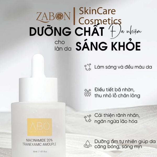 Serum Niacinamide 20% ABO - Tinh chất trắng da giúp cấp ẩm mờ thâm chống lão hóa 30ml
