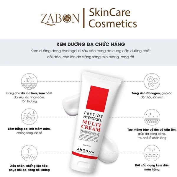 Kem dưỡng căng bóng - phục hồi - cải thiện nếp nhăn AHOHWA Peptide Hydrogel Multi Cream 80g