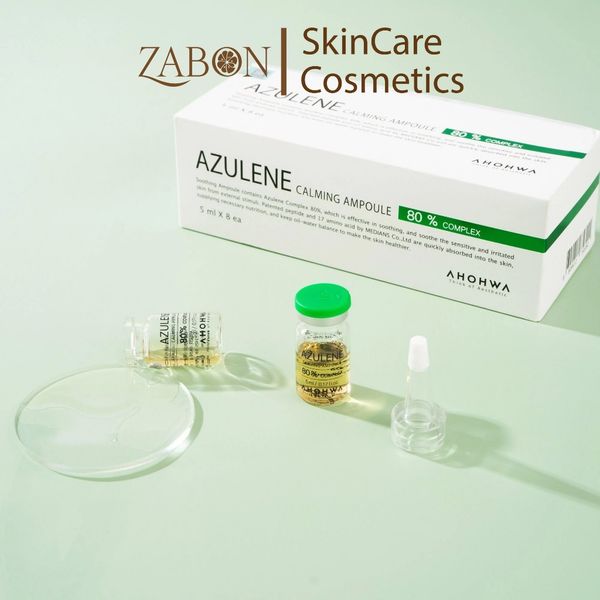 Tế bào gốc tái tạo & phục hồi da mụn Ahohwa Azulene Calming Ampoule - Hộp 8 lọ x 5ml
