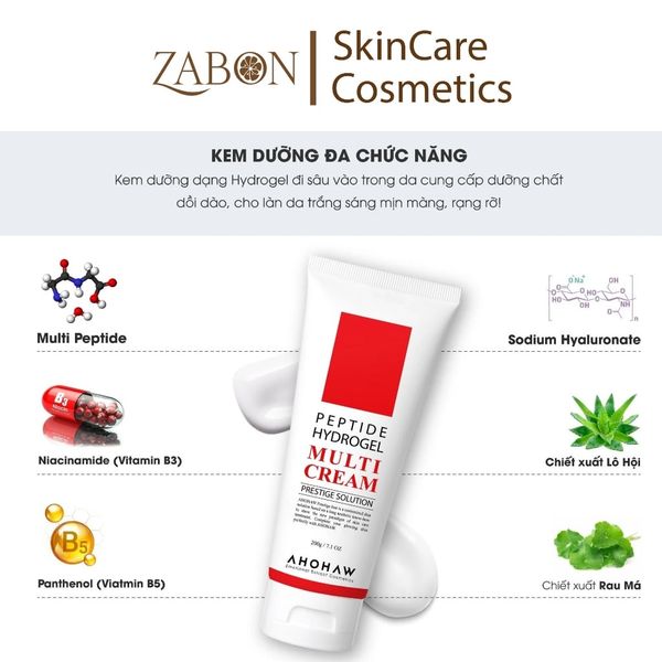 Kem dưỡng AHOHWA Peptide Hydrogel Multi Cream căng bóng, phục hồi, cải thiện nếp nhăn 50g