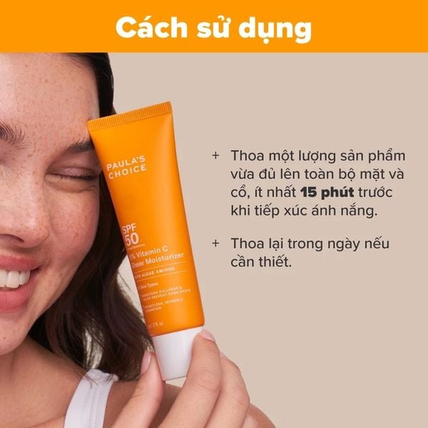 Kem chống nắng dưỡng ẩm giúp làm sáng và đều màu da SPF 50 Paula's Choice 5% Vitamin C 60ml