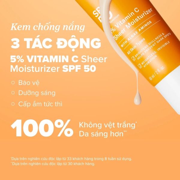 Kem chống nắng dưỡng ẩm giúp làm sáng và đều màu da SPF 50 Paula's Choice 5% Vitamin C 60ml