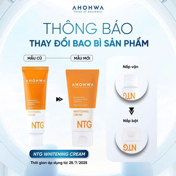 Kem dưỡng trắng da, giảm sạm - nám - tàn nhang Ahohwa Whitening Cream NTG 50ml