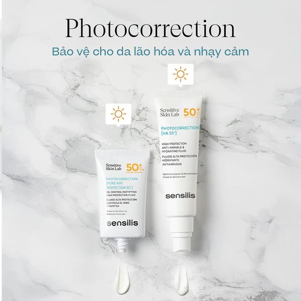 Kem chống nắng phổ rộng Sensilis Photocorrection [Pure Age Perfection 50+] kiểm soát nhờn cho da dầu mụn 40ml