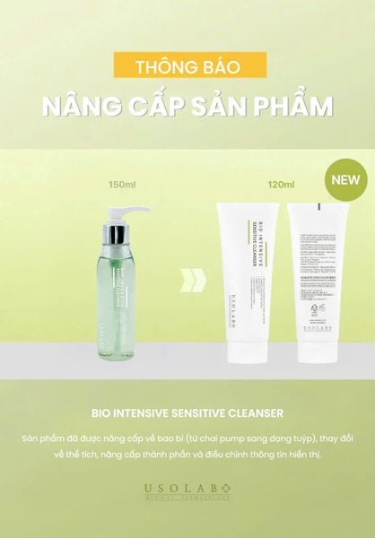 Sữa rửa mặt da dầu mụn, lỗ chân lông to USOLAB - Bio Intensive Sensitive Cleanser 120ml