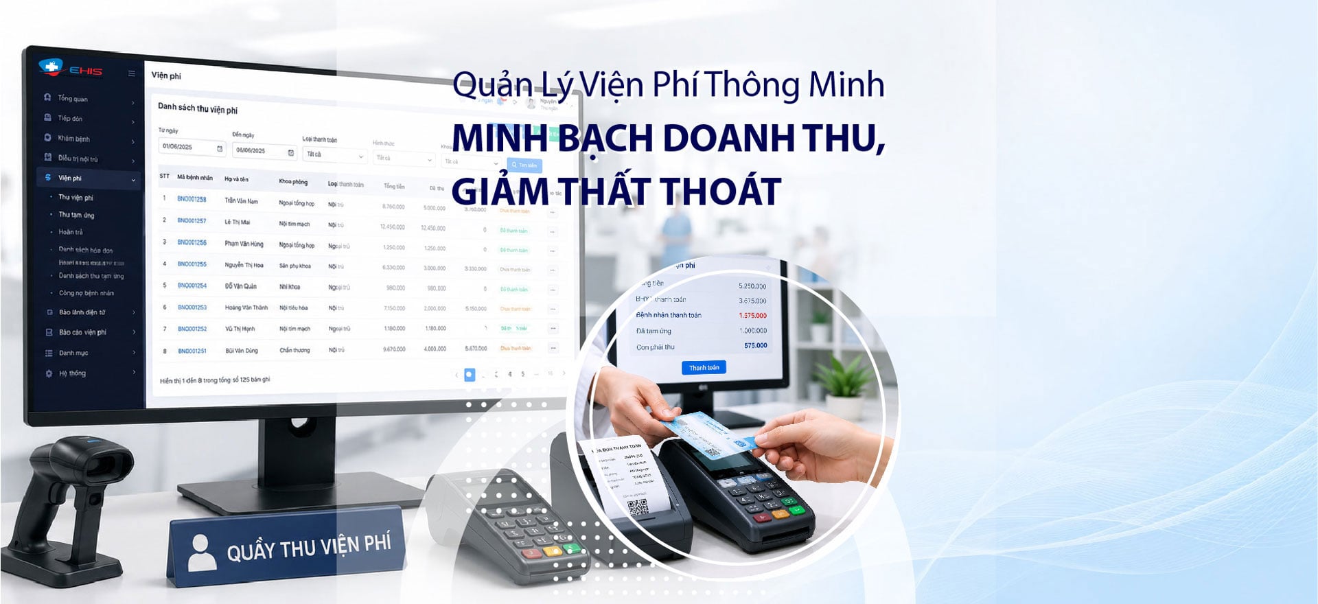 Quản lý Viện phí – Thanh toán trong Hệ thống quản lý bệnh viện EHIS