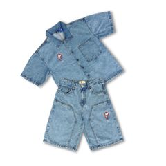 DML x DMH [Deal Độc Quyền]Bộ Short Jeans Denim Cao Cấp Venom Denim Quần Short Baggy Và Áo Form Boxy Denim Thêu - Trẻ Trung năng Động Cá Tính (SDN04)