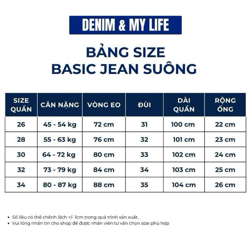 QUẦN JEAN BASIC ỐNG SUÔNG DENIM & MY LIFE, CHẤT DENIM MỀM, THIẾT KẾ DÁNG CHUẨN TREND (QJ17)