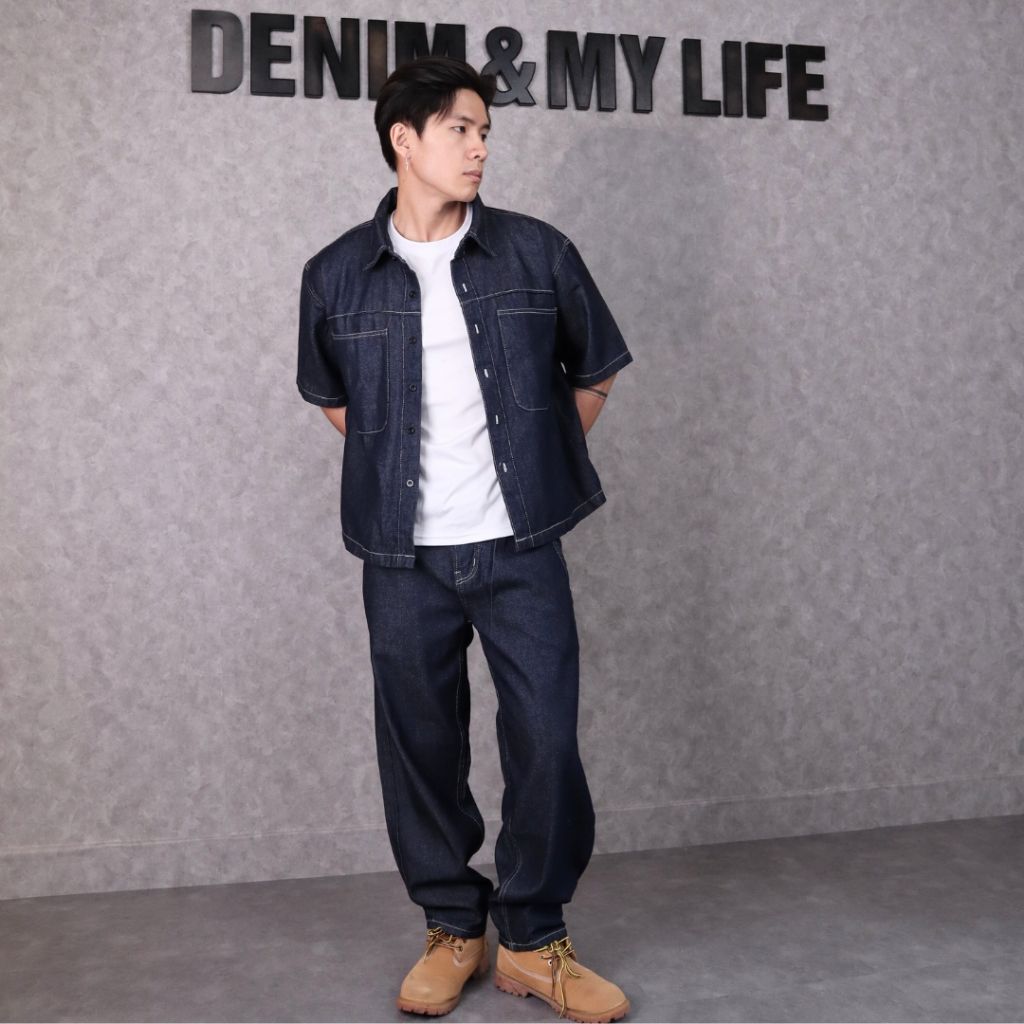 Quần Jeans DENIM & MY LIFE nam ống suông vải denim cotton (QJ13)