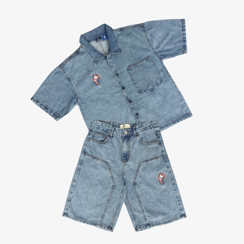 Bộ Short Jeans Denim Venom DENIM & MY LIFE Form Boxy Denim Thêu (SDN04)