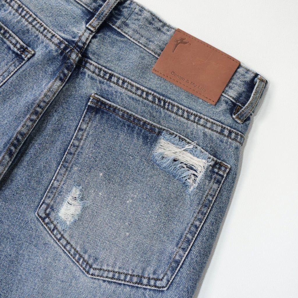 Quần Jeans Rách Gối DENIM & MY LIFE Dust Fade Wash Bụi Streetwear