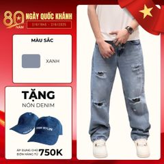Quần Jeans Rách Gối Dust Fade Cá Tính, Form Ống Suông, Chất Denim Wash Bụi, Streetwear Cực Ngầu (QJ16)
