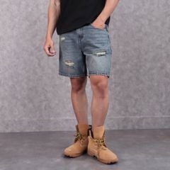 Quần Short Jeans DENIM & MY LIFE unisex wash rách, vải denim cotton dày dặn (QSJ05)