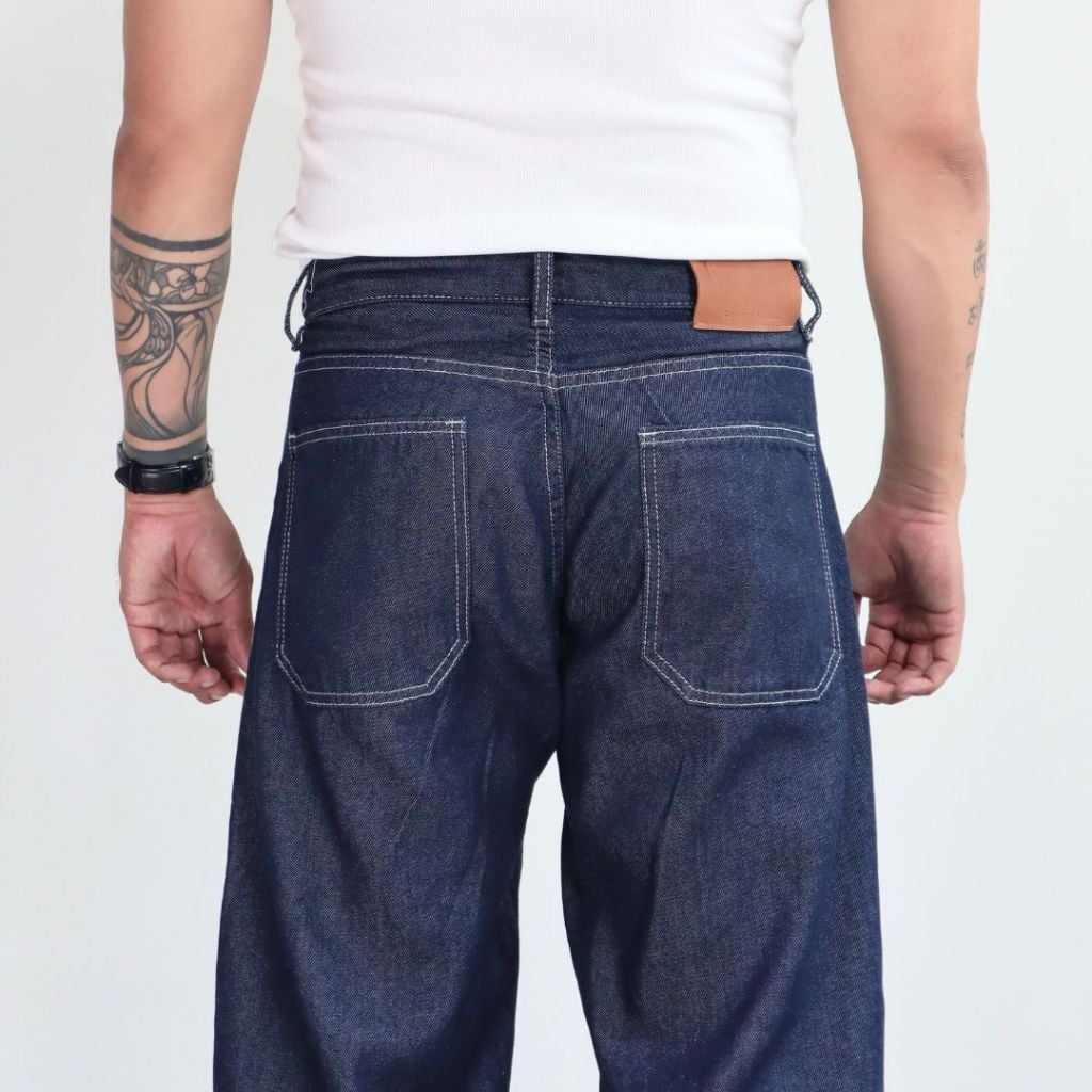 Quần Jeans DENIM & MY LIFE nam ống suông vải denim cotton (QJ13)
