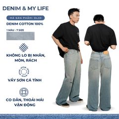 Quần bò nam dáng đứng ống rộng streetwear PAINT DENIM & MY LIFE, quần jean vẩy sơn rách gối